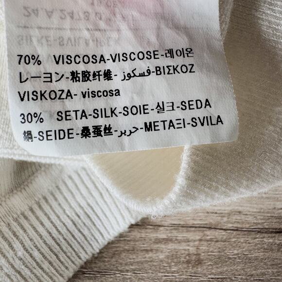 United Colors of Benetton, Creamy White Crew Neck Light Weight Sweater, XS/S - Picture 6 of 8